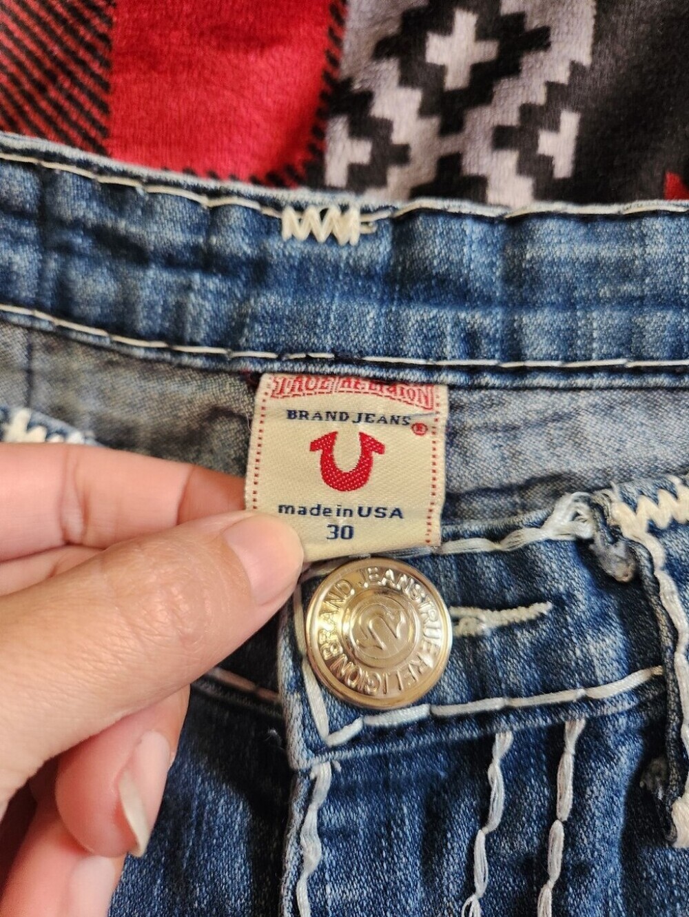 Y2K True Religion Billy Super T Thick Stitch Low Rise Flap Pocket Jeans 30 VTG - Picture 9 of 11